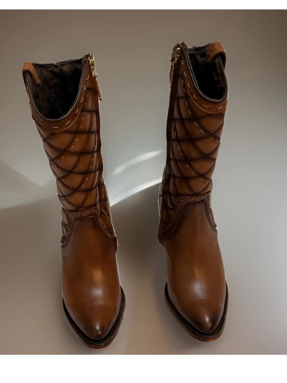 CUADRA LEATHER BOOTS Classic Brown Leather Mid-Calf Women's Boots Western